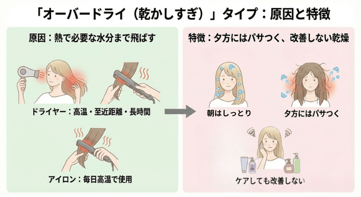 乾かし過ぎで髪が乾燥しているタイプ
